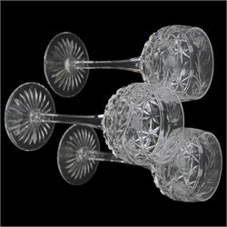 Stuart Crystal Mansfield pattern drinking glasses, including hock glasses, sherry glasses and wine glasses, together with a matching water jug (42)