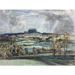 John Charles Moody (British 1884-1962): Castle on the Hill, watercolour signed 35cm x 45cm
