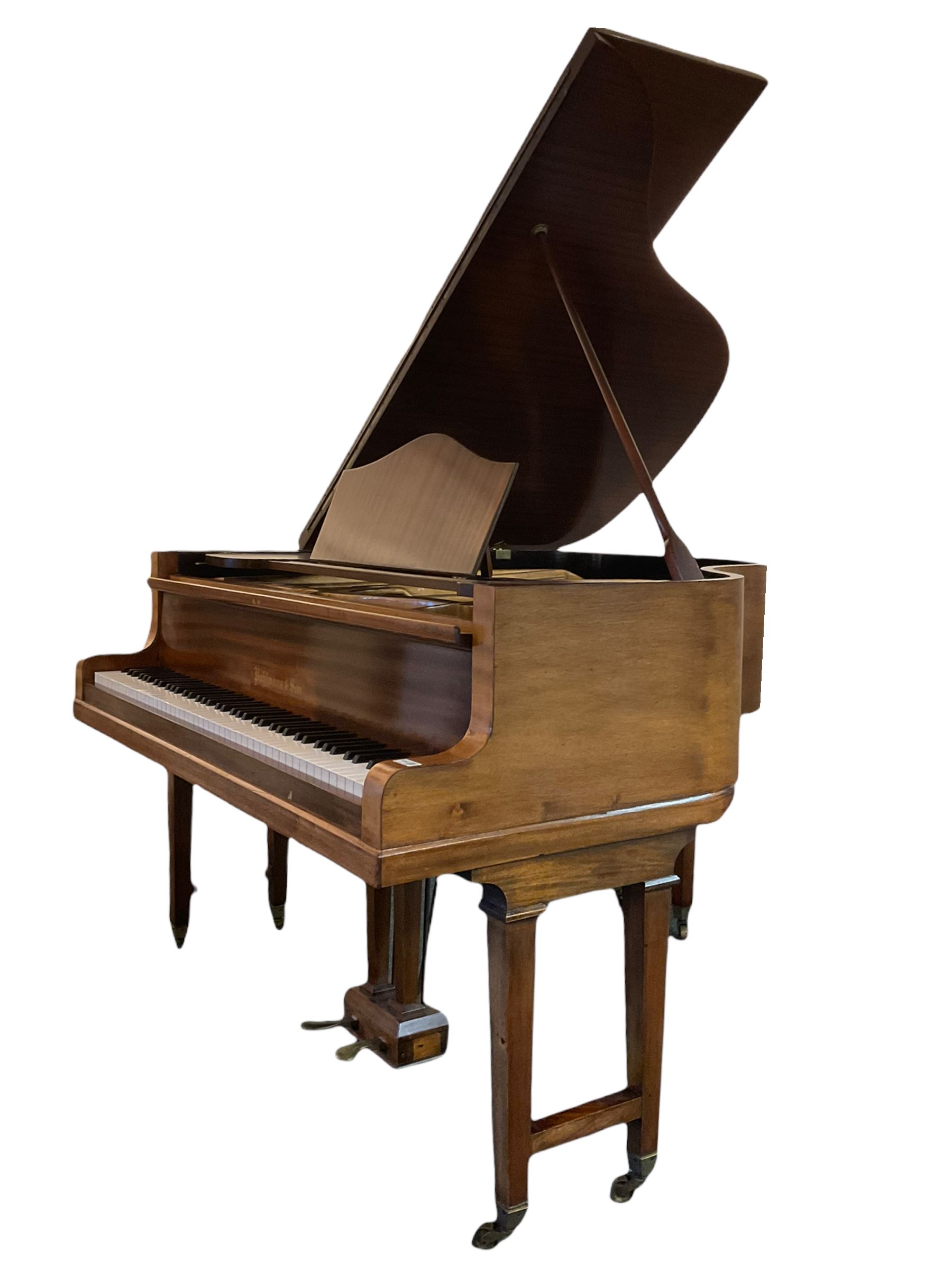 Pohlmann sapele mahogany cased baby grand piano, with duet stool