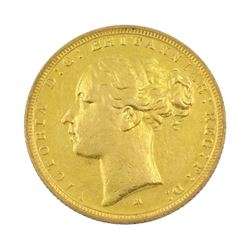 Queen Victoria 1883 full gold sovereign coin, Melbourne mint