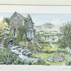 Eighteen Lilliput lanes, including Lundy Lighthouse, Bluebell Wood, St Marys, Winsor Cottage etc, all with original boxes and four limited edition Lilliput Lane prints 