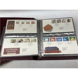 Mostly first day covers, some with printed addresses and special postmarks, 'Kew Gardens', 'Europa 1990', 'RSPCA', 'Christmas 1990' etc, housed in five folders and loose