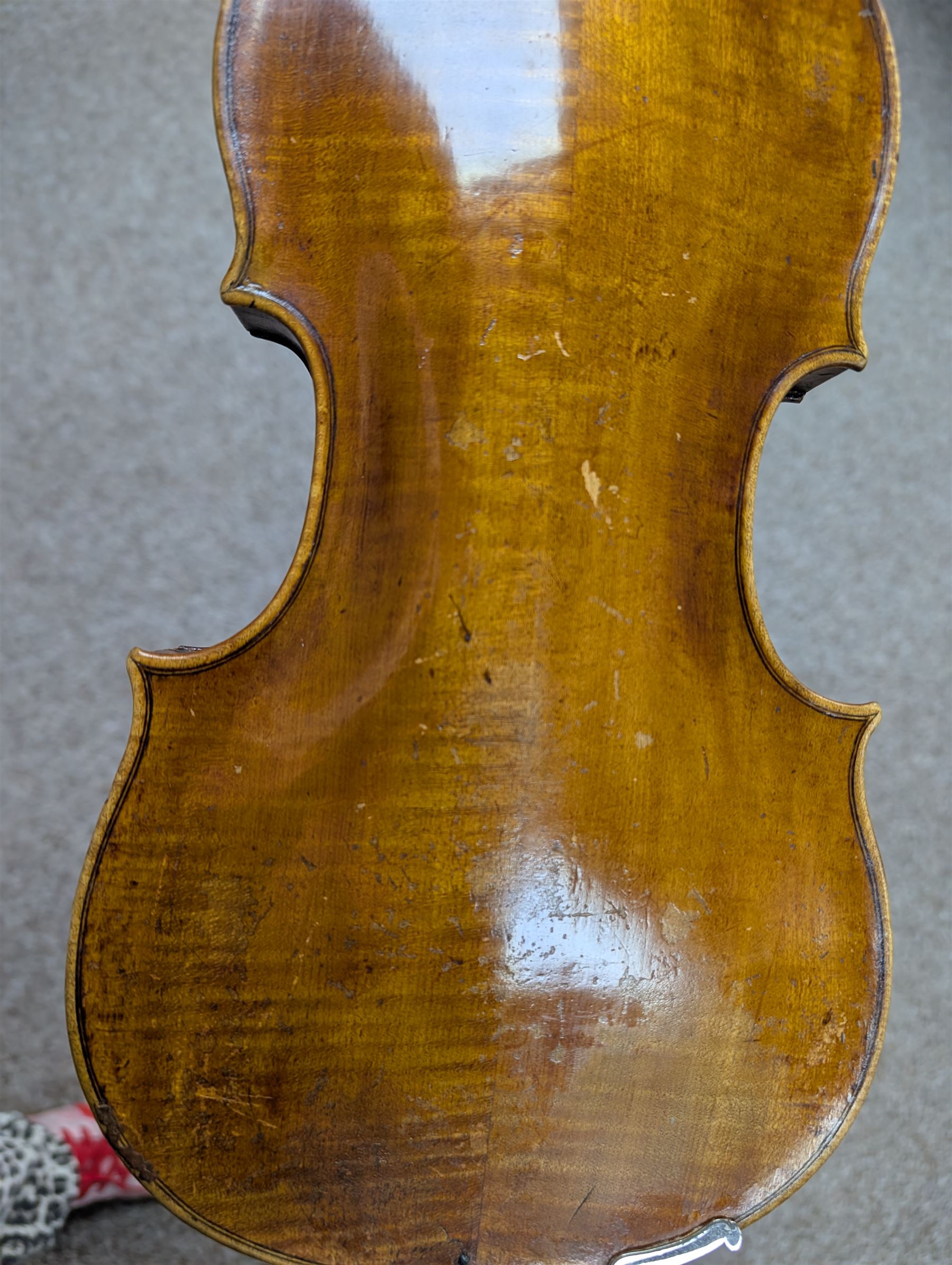 20th century violin, bearing label for Antonius and Hieronymus Amati, with bow stamped G. Werner, contained within fitted case