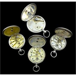 Silver Kendal & Dent pocket watch and three ladies silver cylinder pocket watches