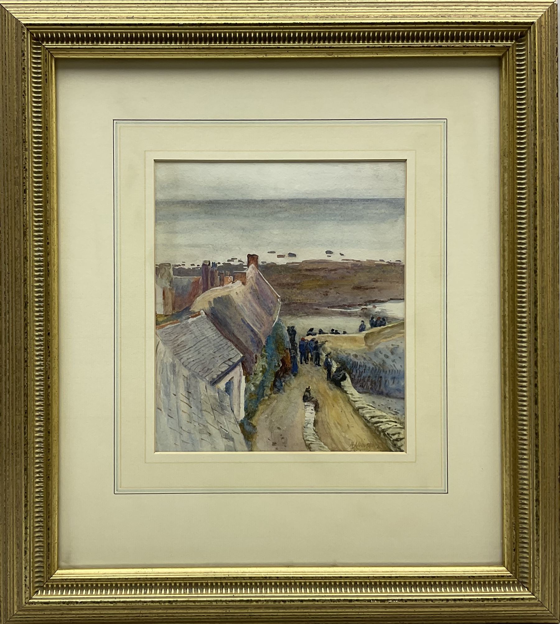 Helen Allingham (British 1848-1926): 'Awaiting the Return' Lynmouth Devon, watercolour signed 20cm x 17cm
Provenance: with Abbott and Holder, Museum Street, London; collection of Mrs Arthur Paterson, label verso