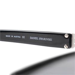 Daniel Swarovski - black acetate sunglasses with dark tinted lenses and crystal-set silver-tone panels to the temples, signed to the arm interior