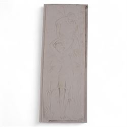 Composite plaque decorated in relief with putti amongst flowering roses, together with similar framed example and two others, framed H56cm, W28cm