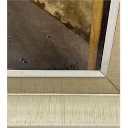 After José Manuel Capuletti (Spanish 1925-1978): 'New Horizons', colour print on canvas signed in the plate 66cm x 49cm