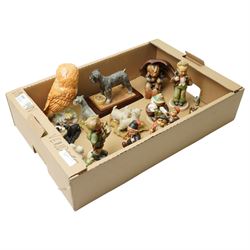Nine Hummel figures including Umbrella Girl, Village Boy etc and a group of animal figures...