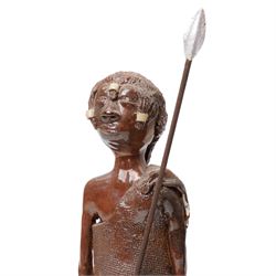 Three African Maasai pottery figures, largest H40cm (3)