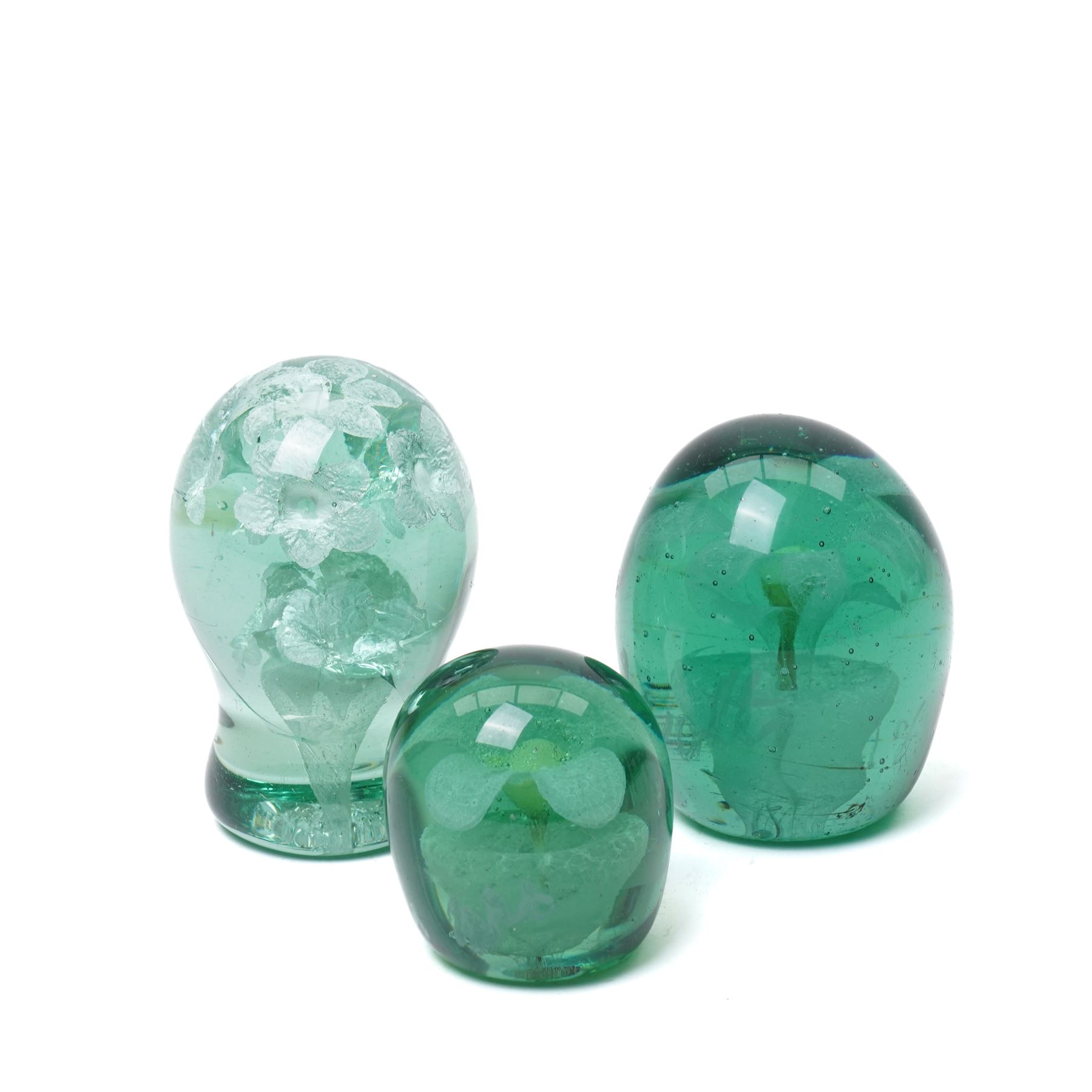 Three Victorian glass dumps, two with names 'Scott' and 'Aleck', one dated 1884, largest H13cm (3)