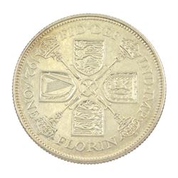 King George V 1927 proof coin set, comprising threepence, sixpence, one shilling, florin, halfcrown and 'wreath' crown, cased