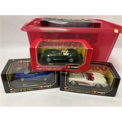 Various makers - collection of die-cast scale model vehicles to include Paul’s Model Art DeLorean DMC 12 1981, further models from Burago, EFE, Corgi, Majorette etc; Graham Farish ‘00’ gauge 4-6-0 locomotive no.44753; in two boxes  