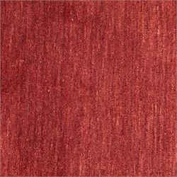 Modern Gabbeh red wool rug, plain madder red field with subtle tonal variation and abrash