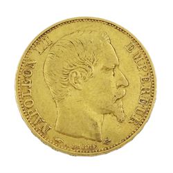 French Napoleon III 1857 gold twenty franc coin