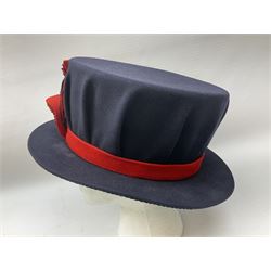 Elizabeth II Yeoman Warders (Beefeater) No.1 Undress blue uniform - comprising tunic bearing label Crown Military Uniforms H.M. Tower of London and bonnet by S. Patey (2) 