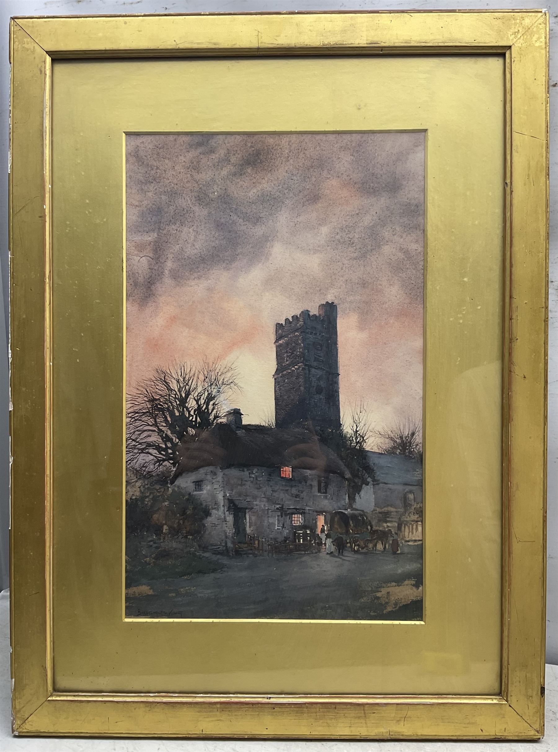 John Baragwanath King (British 1864–1939): A Devonshire Church, watercolour signed, indistinctly titled on label verso 45cm x 27cm 