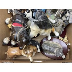 Quantity of animal figures to include matte Beswick Shire horse model 2578, Coopercraft spaniel, Melba Ware German Shepherd and grey Shire horse, Border Fine Arts, Poole Dolphin, other composite and ceramic animal figures 