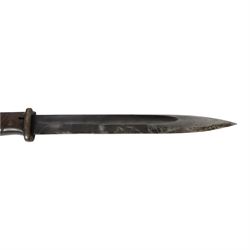 WWII German Third Reich K-98 bayonet North African Corps, marked 42ffe, 6026 to the  ricasso, in steel scabbard and webbing frog, L42cm