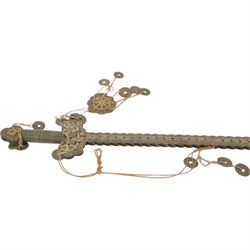Chinese ceremonial coin sword, L48cm