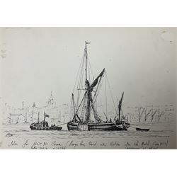 Jack Rigg (British 1927-2023): 'Barge being toured into Maldon after the Match - June 1977...