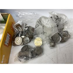 Coins, including two Queen Elizabeth II five pound coins, commemorative crowns, pre decimal coinage etc