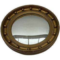 Vintage convex wall mirror, of circular form with gilt frame, D42cm