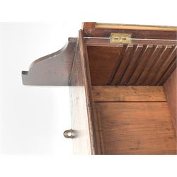 Georgian mahogany Gothic wall hanging cabinet, enclosed by two ogee pointed arch astragal glazed doors, plain sides with shaped top and bottom brackets