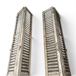 Two pairs of 19th century full height folding French Chateau louvre doors, pitch pine in cream painted finish, dimensions approx.