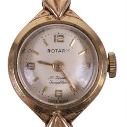 Rotary 9ct gold manual wind wristwatch and a Waverley 9ct gold wristwatch, both on 9ct gold bracelet, hallmarked