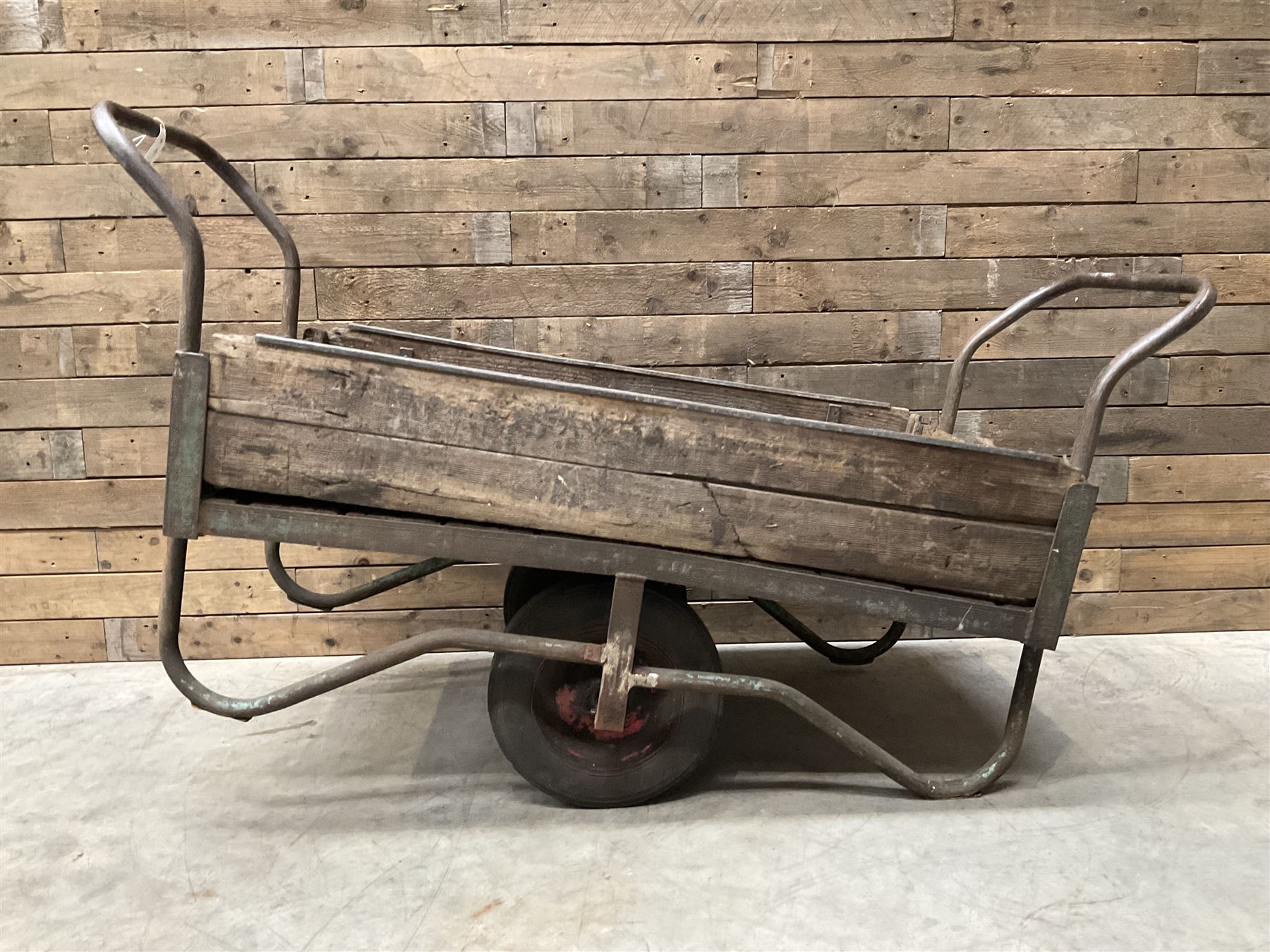 Vintage metal and wooden trolley cart