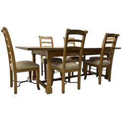 Barker & Stonehouse - rectangular flagstone dining table and a set of six ladder back dining chairs 