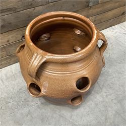 Glazed terracotta strawberry pot