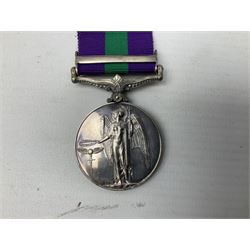 George VI General Service Medal awarded to 14139816 Cpl. A.V.S. Kent R. Sigs.with Palestine 1945-48 clasp in issue box; and quantity of small photographs of soldiers in the desert