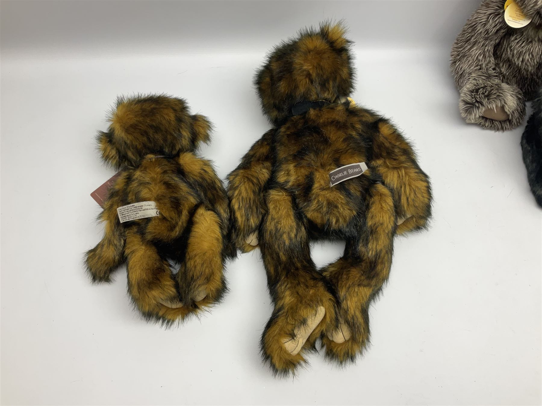 Six Charlie Bears, comprising Bert CB131306, Hattie CB614865, Brodie CB124902, and Anniversary Diesel CB151575, each designed by Isabelle Lee, and Bibble CB630036B, and Edwin CB131298, both designed by Heather Lyell, all with tags