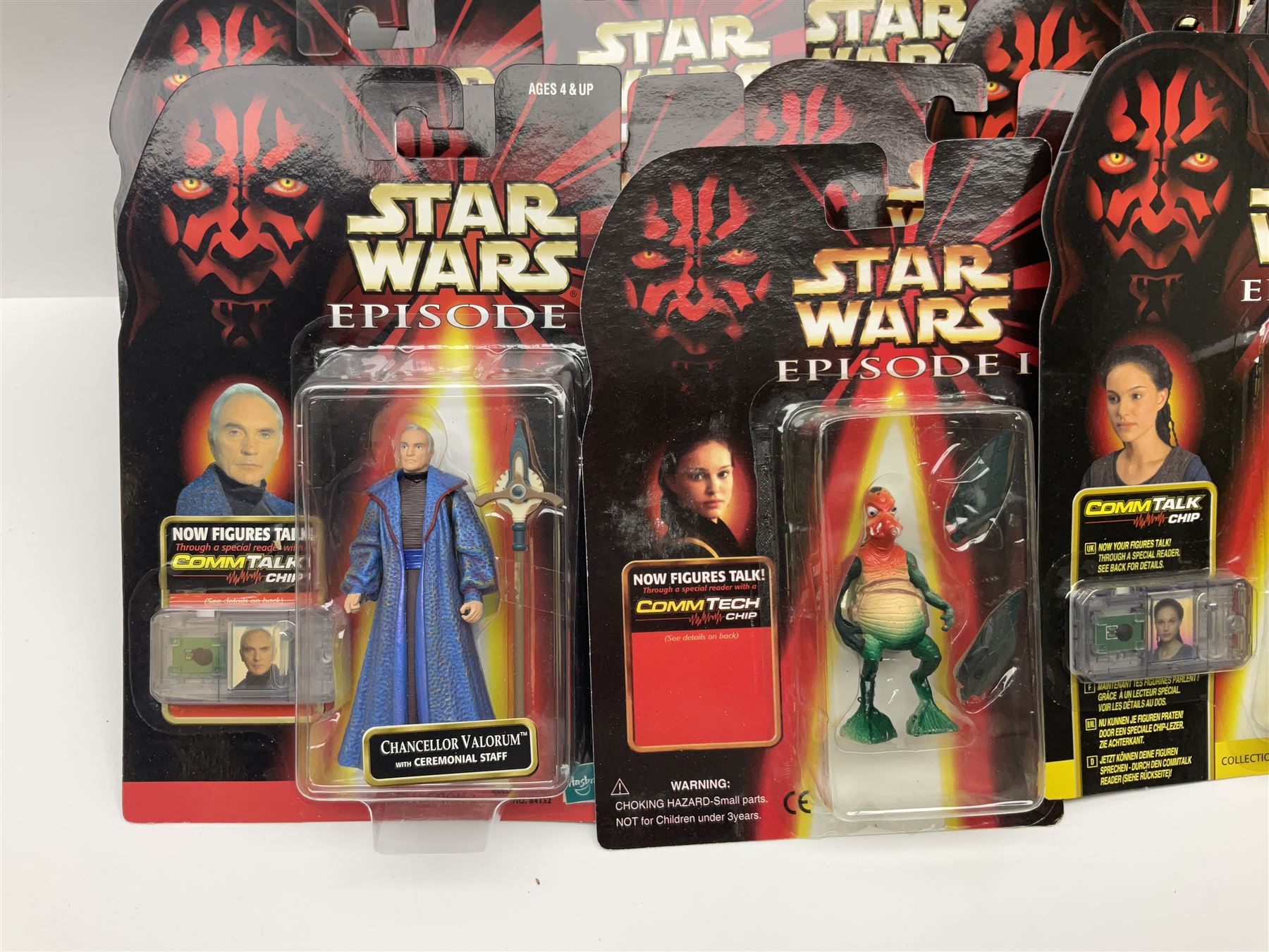 Star Wars - twenty-four Star Wars Episode One figures in card backed packaging; Collections 1, 2 and 3 with Electronic Commtalk reader for each figure's commtalk chip.