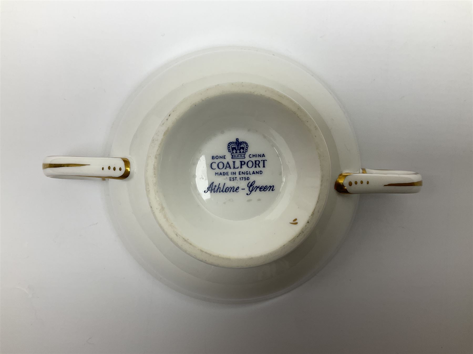 Coalport Athlone Green pattern tea wares, comprising coffee pot, seven coffee cans and saucers, milk jug, open sucrier, six tea cups and saucers, and six twin handled cups and saucers (42) 