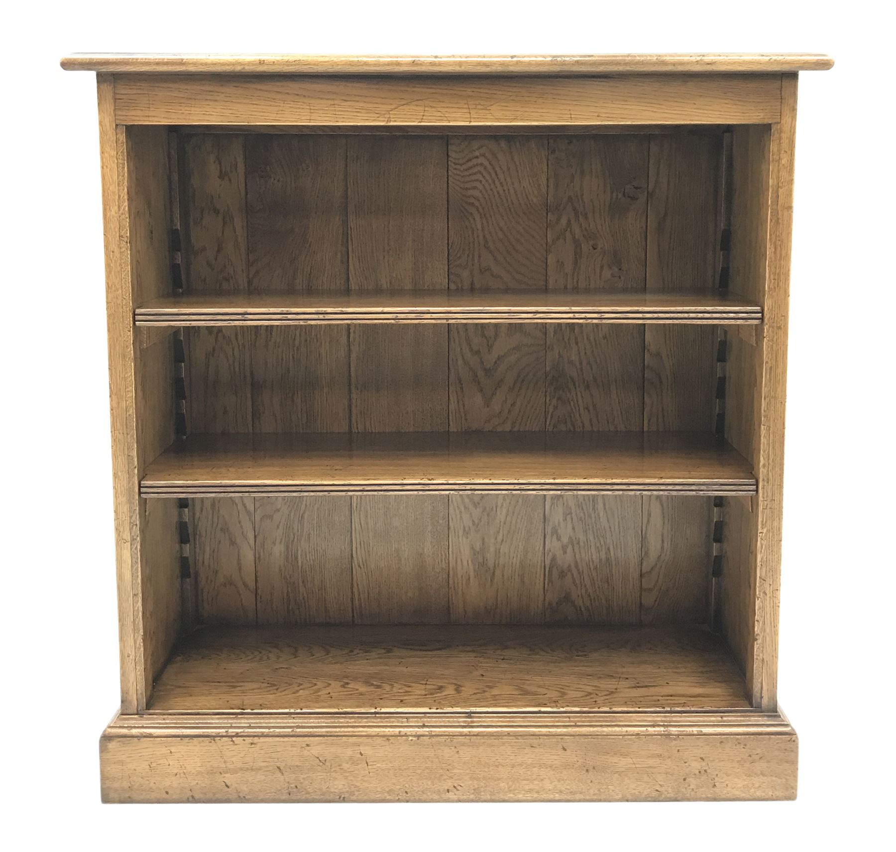 Distressed Light Oak Open Bookcase With, Light Oak Bookcase With Adjustable Shelves