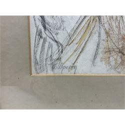 Lilian Colbourn (British 1897-1967): 'Fishermen - Whitby', pencil and chalk signed, titled on label verso 24cm x 30cm 
Provenance: exh. Scarborough Art Gallery Fourth North Riding Artist's Exhibition, loaned by the current vendor, label verso