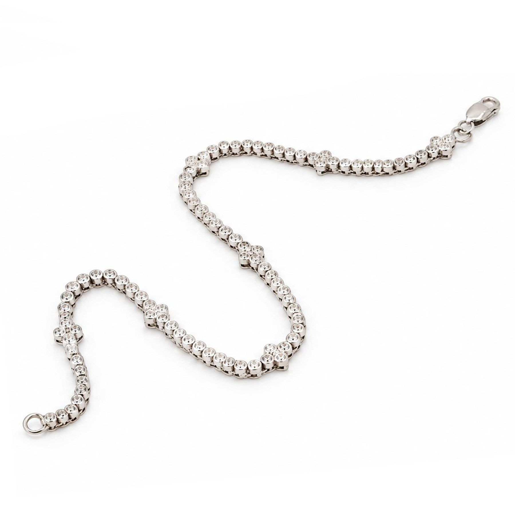 18ct white gold diamond bracelet, set with ninety-one round brilliant cut diamonds, hallmarked