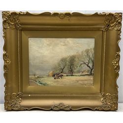 William Bradley Lamond (Scottish 1857-1924): Clouds Gathering Over the Plough, oil on canvas laid onto panel signed 23cm x 31cm 