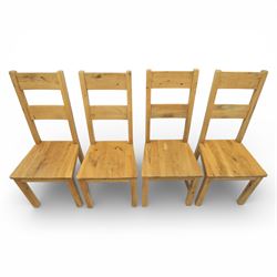 Modern light oak rectangular dining table, and eight high back chairs, stowable leaves extending to 270cm