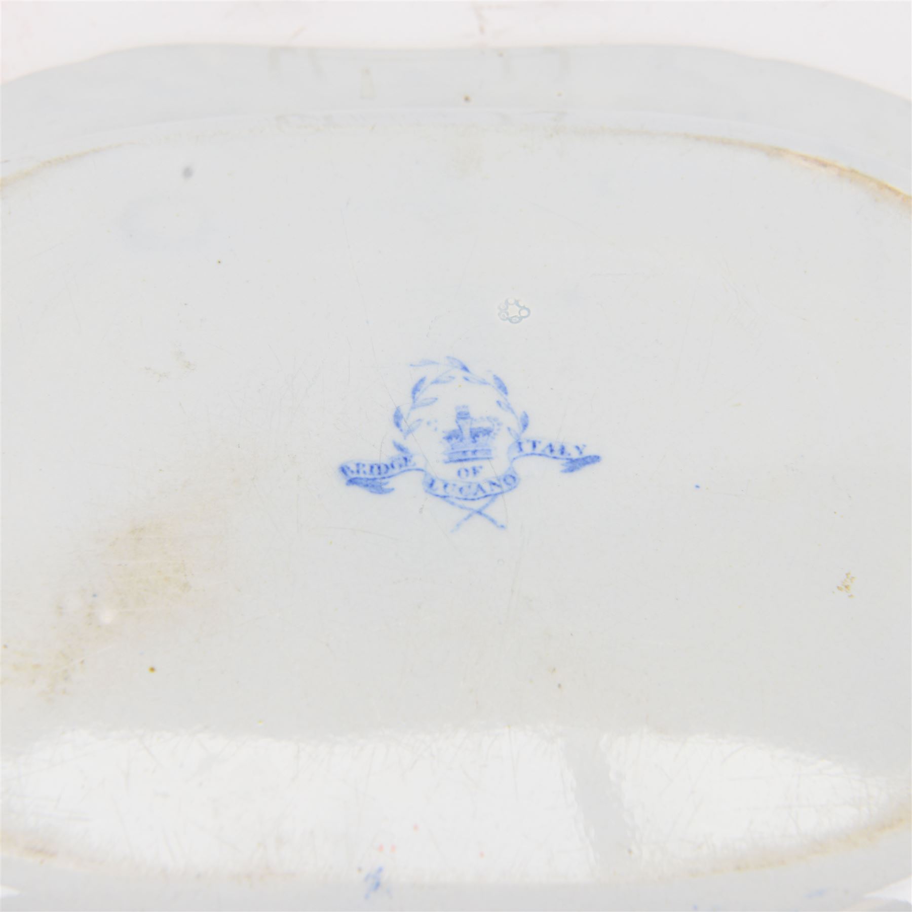 19th century Spode blue and white meat platter decorated in the Bridge of Lucano pattern, L42cm
