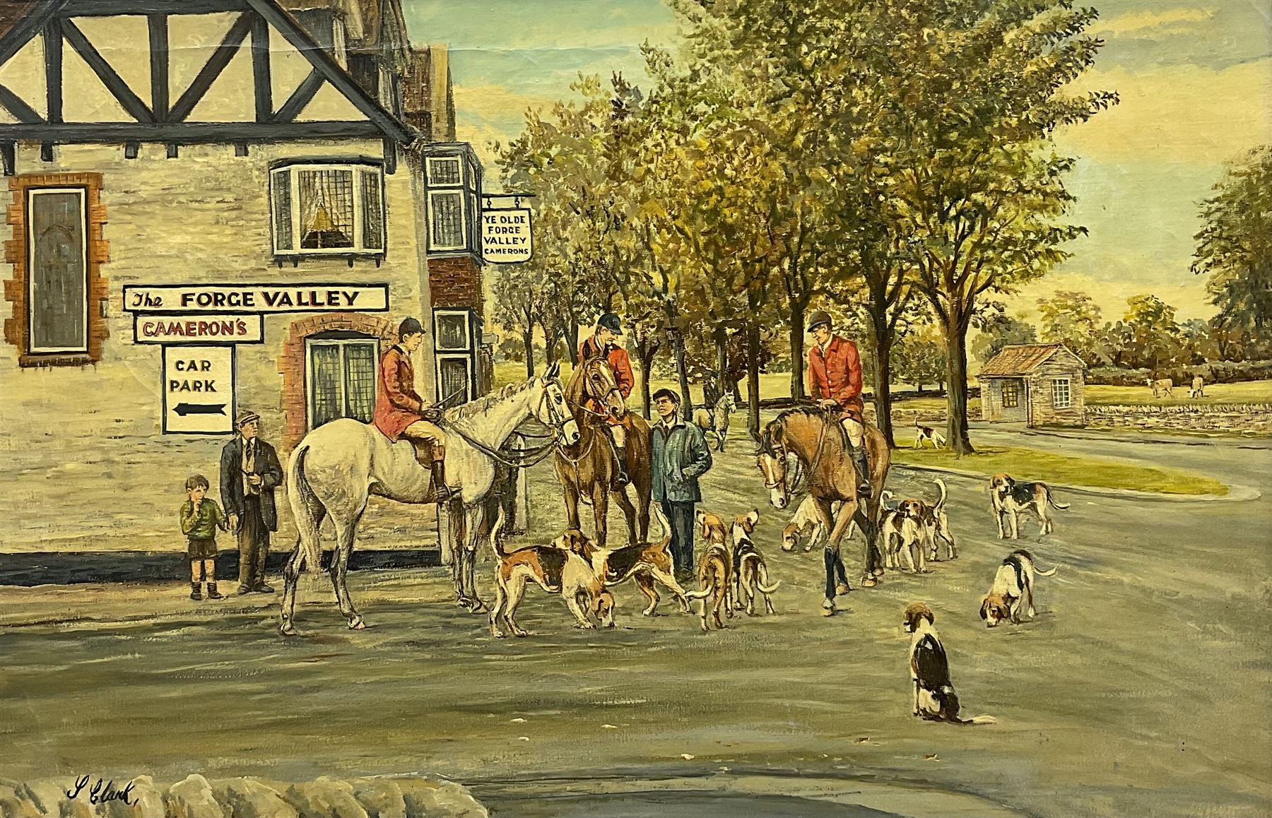 Stanley Clark (Scarborough 1908-1970): 'Ye Old Forge Valley Inn' - West Ayton near Scarborough, oil on canvas signed 50cm x 75cm