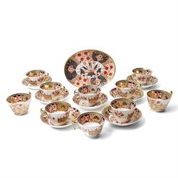 Collection of Copeland Spode Imari pattern no. 1495 tea wares, mostly with painted numbers to base