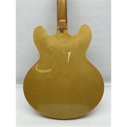 Epiphone Casino NA semi-acoustic guitar with natural maple finish and P90 pick-ups, serial no.19061529340, L105cm overall; in original hard carrying case