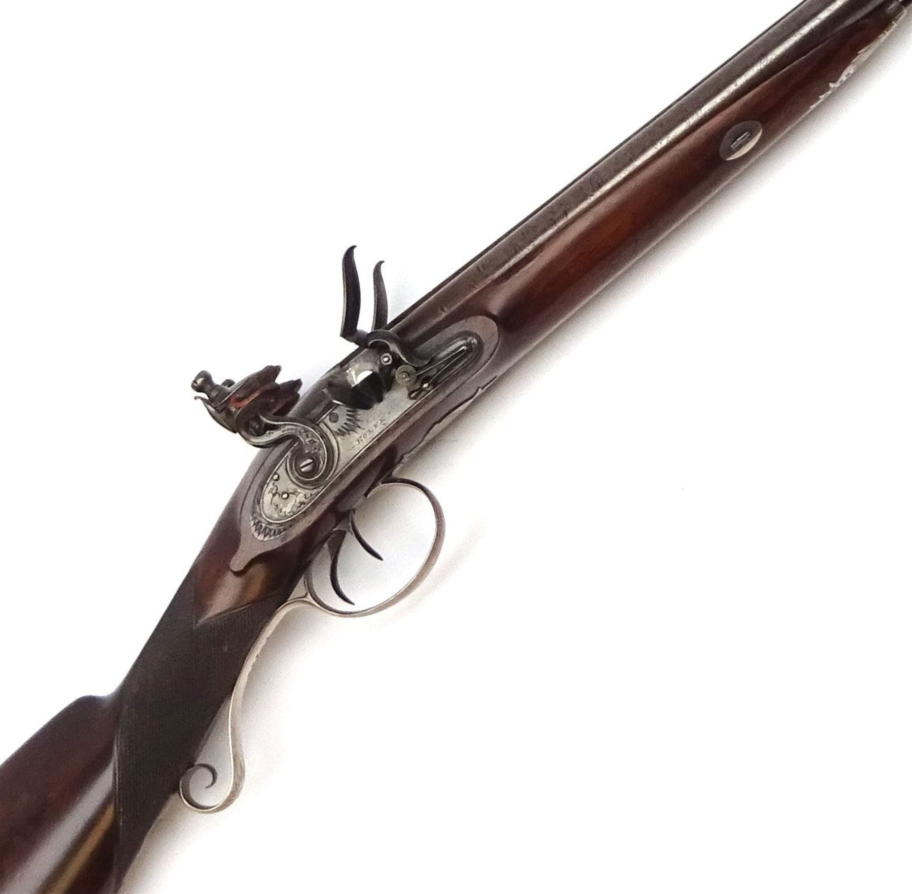 20bore double barrel flintlock sporting gun by Rolfe of Birmingham
