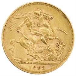 Queen Victoria 1898 gold full sovereign coin