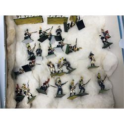 Painted metal wargame figures - over two hundred Lancers, Chasseurs, Dragoons, Cuirassiers, Carabiners, Imperial Guard, Bavarians, Line and Light Infantry etc; individual figures and ranks of two, three and four; average size 25mm