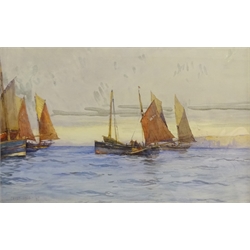  Ernest Dade (Staithes Group 1864-1934): Herring Fleet Off Scarborough, watercolour signed and dated '97, 33cm x 50cm  